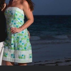 Lily Pulitzer Alligator & Lace Strapless Dress